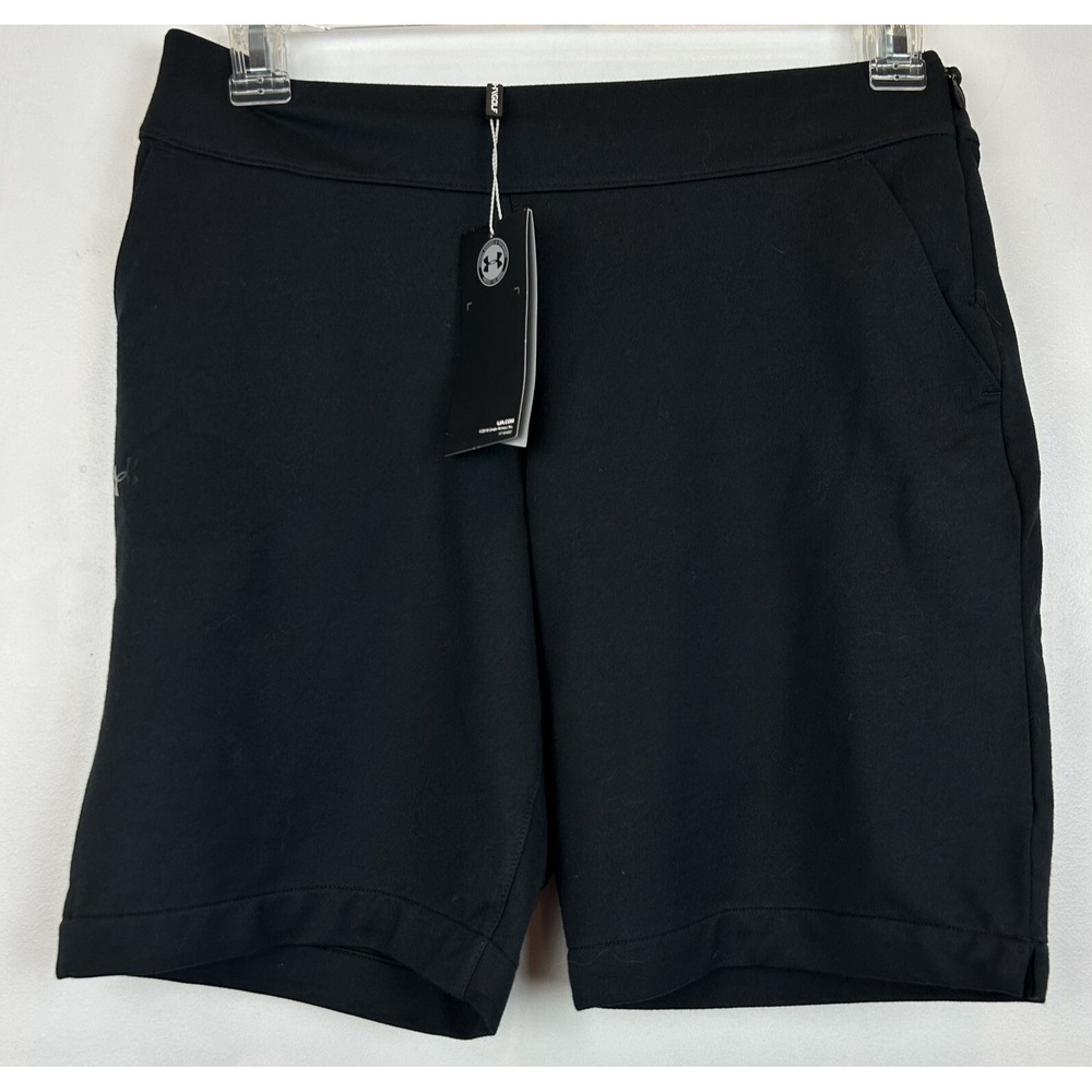 Under Armour Shorts Womans Small Fitted Golf Black Pockets Side Zip New Gift